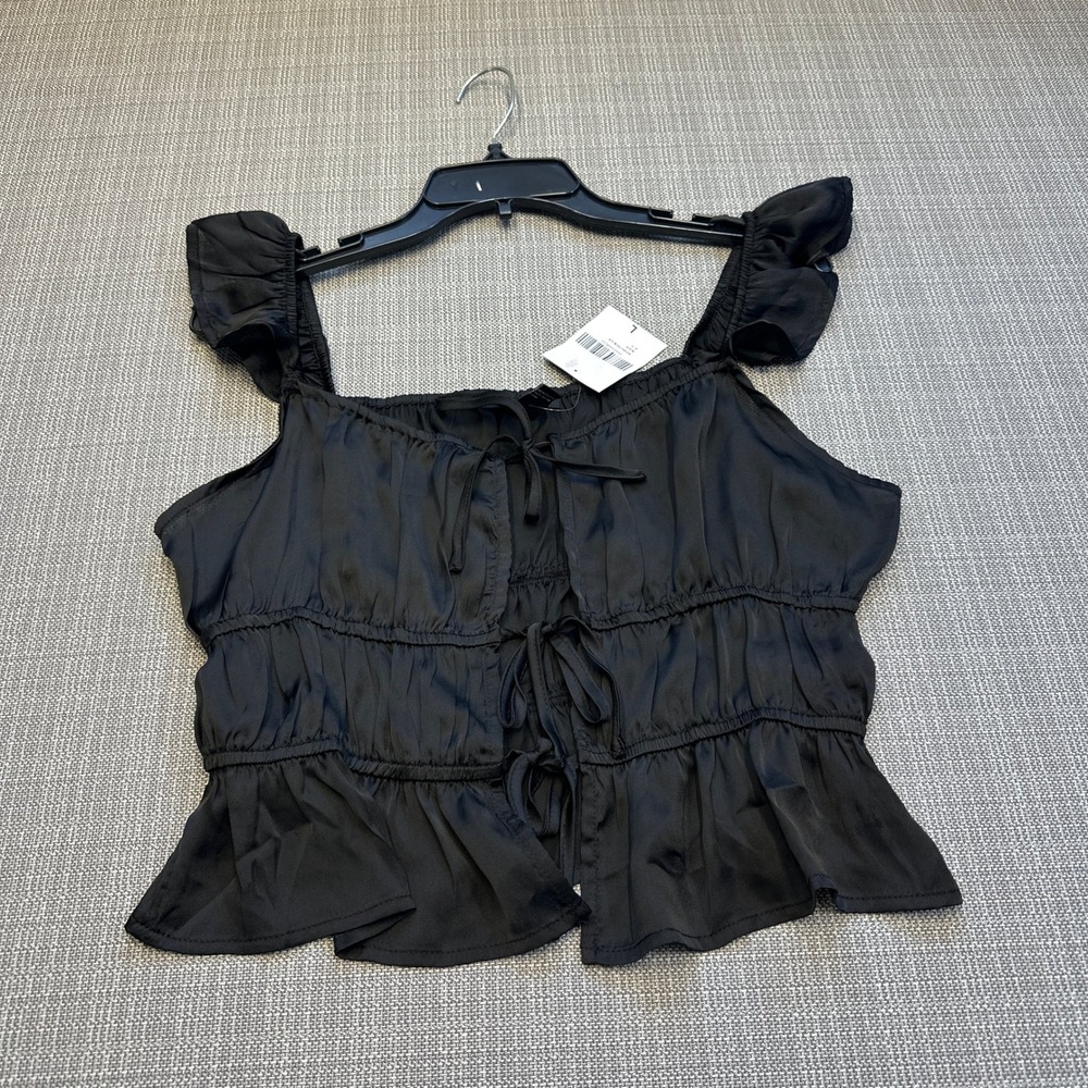 New Indie Fairy Grunge Ruffle Tie Front‎ Top Large Tie Front Tank top Festival